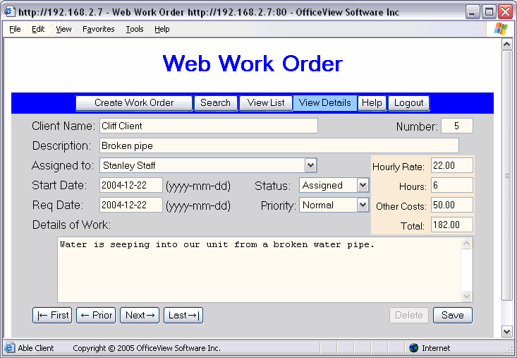 Web Work Order 3.2